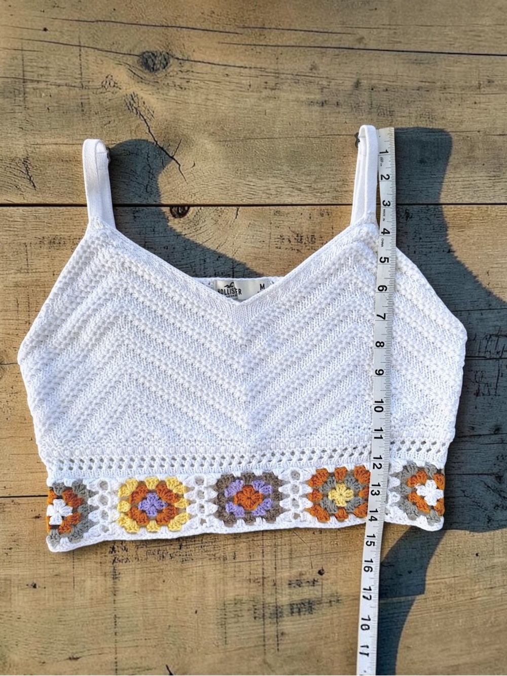 Hollister White Crochet-Trim Knit Crop Tank - Picture 3 of 8